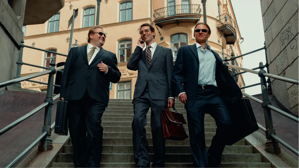 Erik Svedberg-Zelman, Adam Lundgren och Viktor Björkberg - Serie om Trustorhärvan på TV4