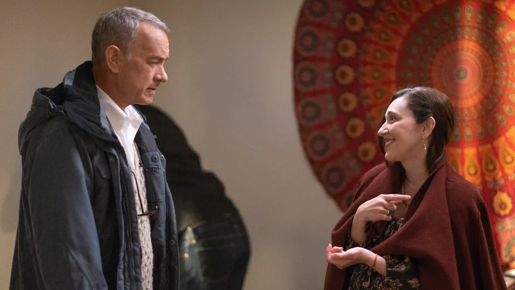 Tom Hanks and Mariana Treviño in A Man Called Otto
