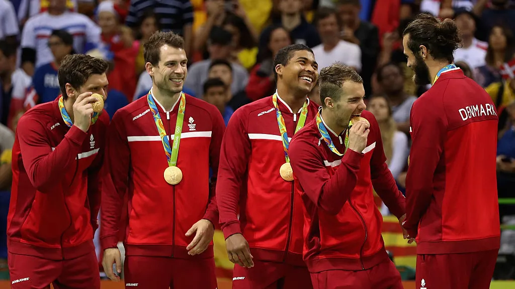 Team Denmark celebrate winning gold in the men’s handball at the Rio 2016 Olympic Games (Image: Lars Baron/Getty Images)