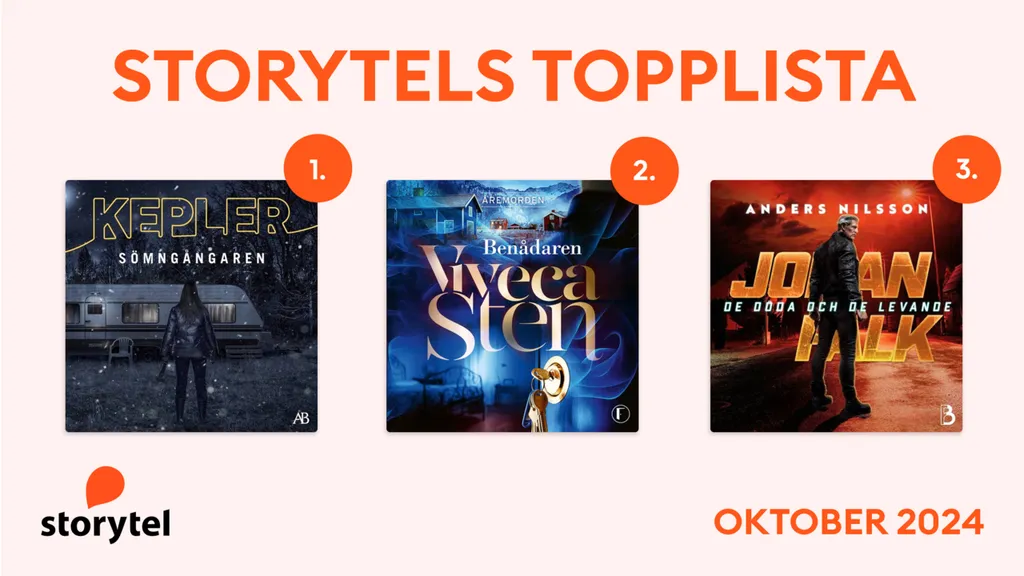 Topp 3 på Storytel i oktober.