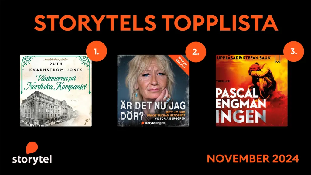 Topp 3 på Storytel i november.