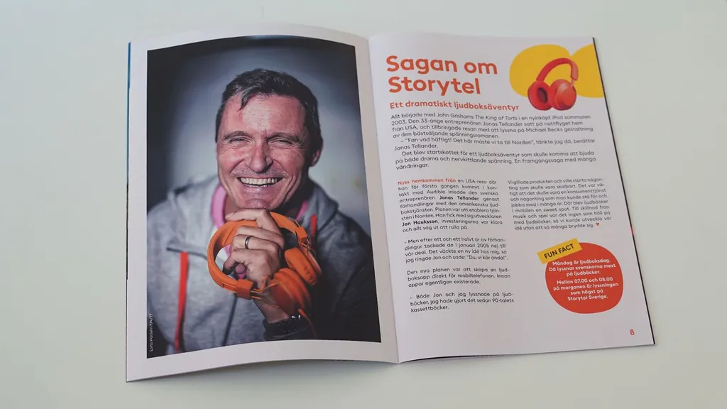 Intervju med Jonas Tellander, Storytels grundare, i jubileumsmagasinet. Foto: Sofie Kivistö/Storytel