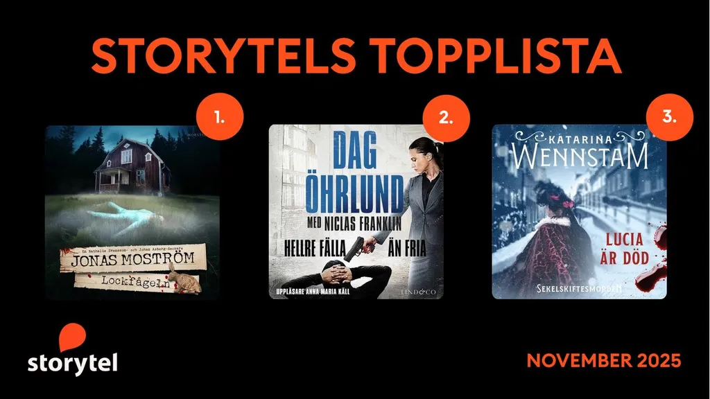 Topp 3 på Storytel i november.