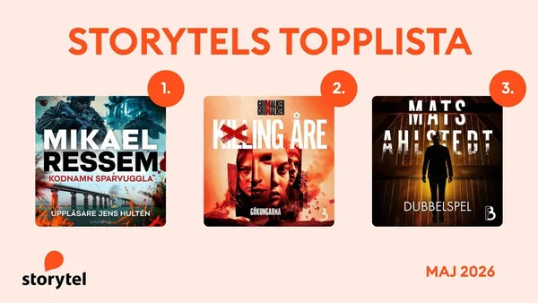 Topp 3 på Storytel Sverige i maj.