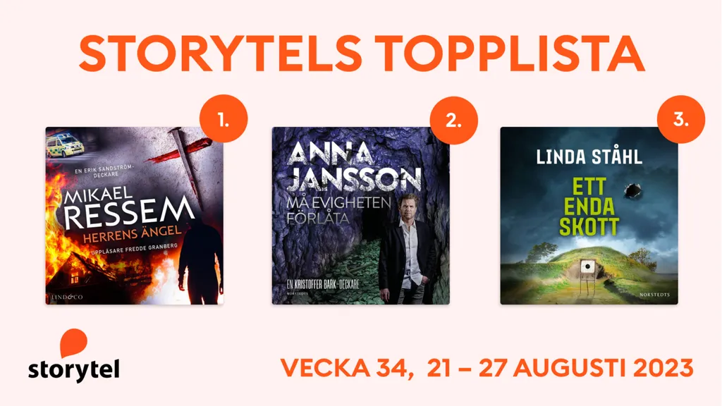 Topp 3 på Storytel vecka 34