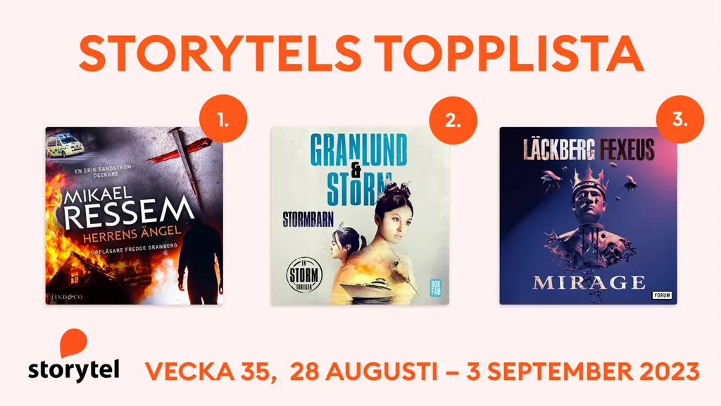 Topp 3 på Storytel vecka 35