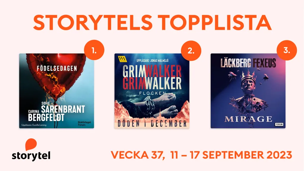 Topp 3 på Storytel vecka 37