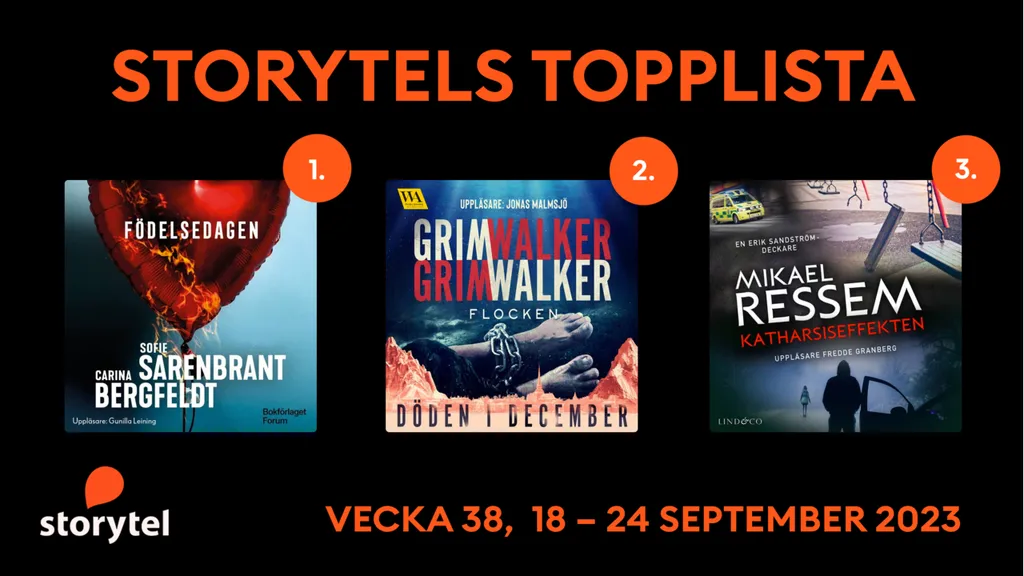 Topp 3 på Storytel vecka 38
