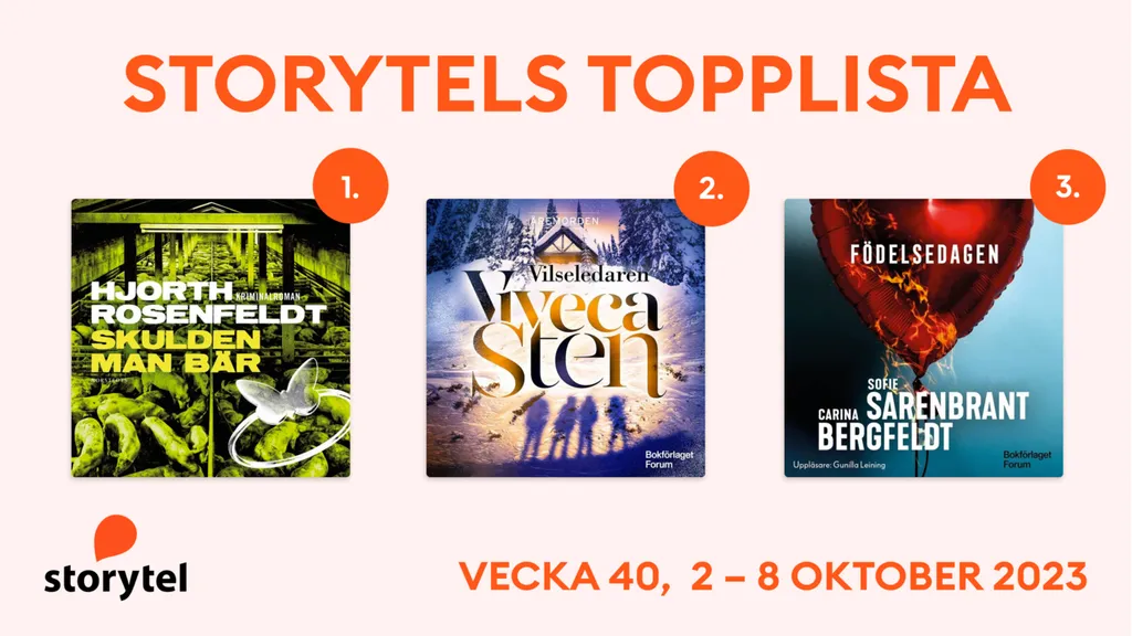 Topp 3 på Storytel vecka 40