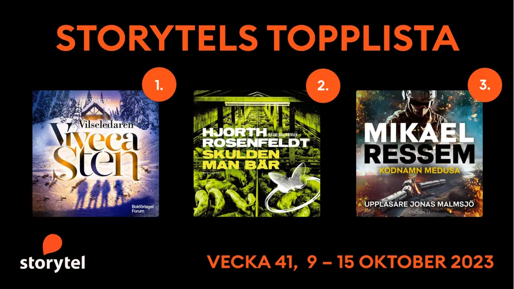 Topp 3 på Storytel vecka 41