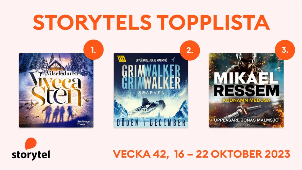 Topp 3 på Storytel vecka 42