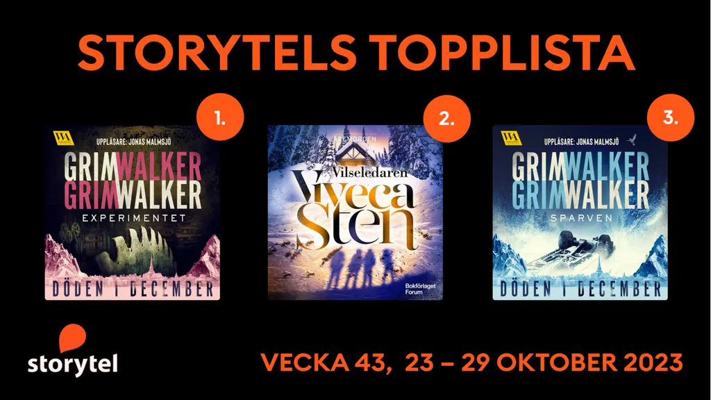 Topp 3 på Storytel vecka 43.