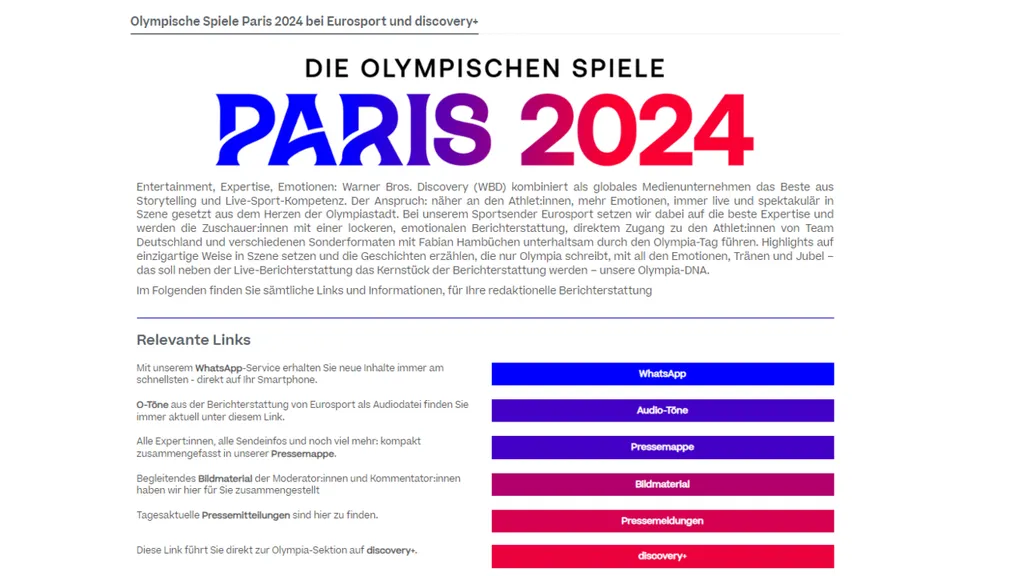 Olympische Spiele Paris 2024 live bei Eurosport und discovery+
