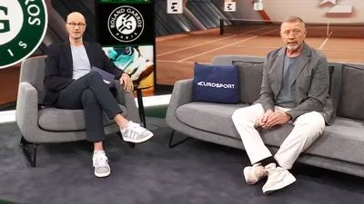 Matthias Stach und Boris Becker in der Sendung "Matchball Becker" (c) Eurosport