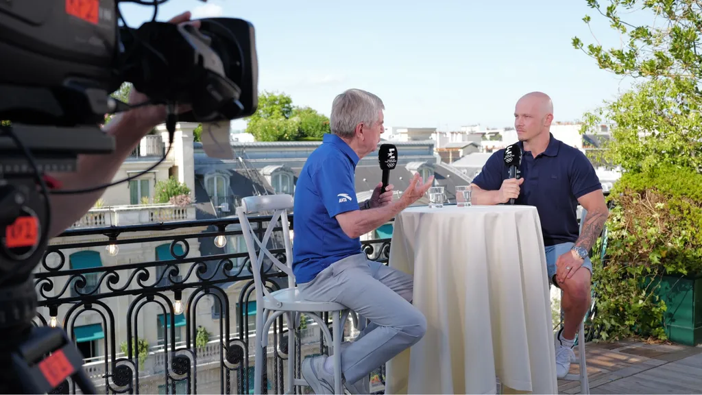 Thomas Bach beim Eurosport-Interview mit Fabian Hambüchen
