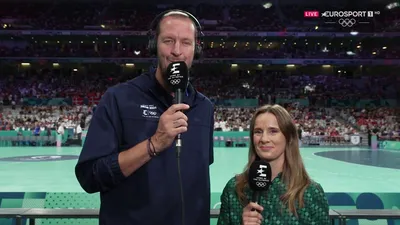Eurosport-Experte Pascal Hens und Reporterin Christina Rann