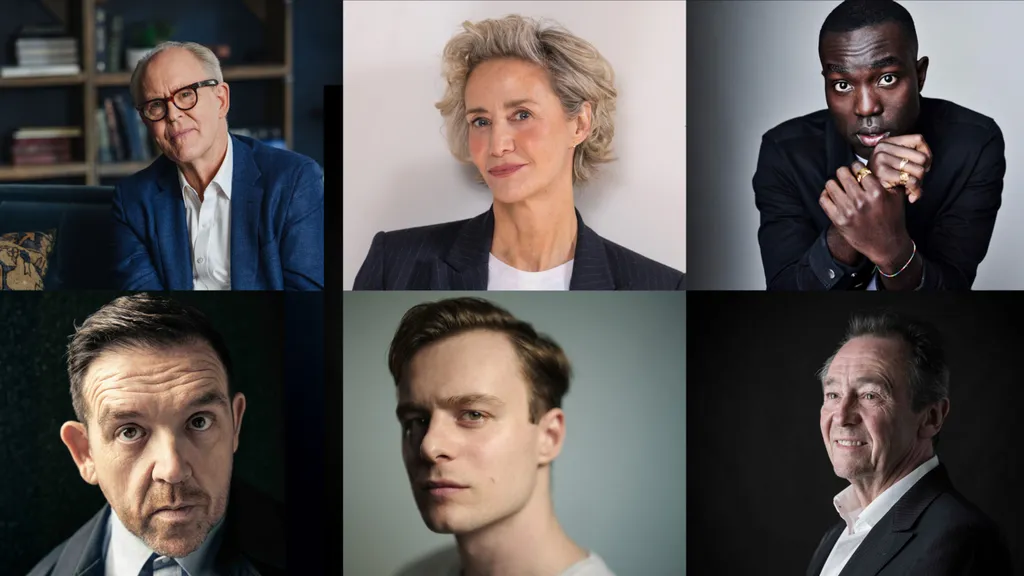 Harry Potter Cast (von links nach rechts): John Lithgow (Credit: Jessica Howes), Janet McTeer (Credit: Andrew Crowley), Paapa Essiedu (Credit: Ruth Crafer), Nick Frost (Credit: Lee Malone), Luke Thallon (Credit: Phil Sharp), Paul Whitehouse (Credit: Mike 