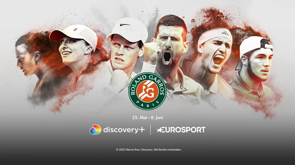 Roland Garros 2025 ab 25. Mai live auf den Plattformen von Warner Bros. Discovery
