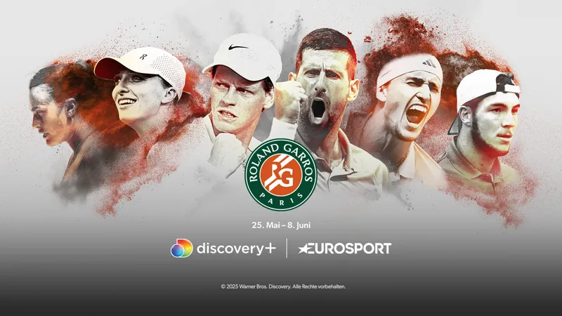 Roland Garros 2025 ab 25. Mai live auf den Plattformen von Warner Bros. Discovery