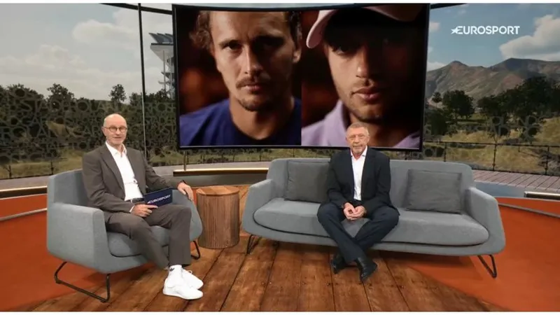 Matthias Stach und Boris Becker im Eurosport-Studio der French Open