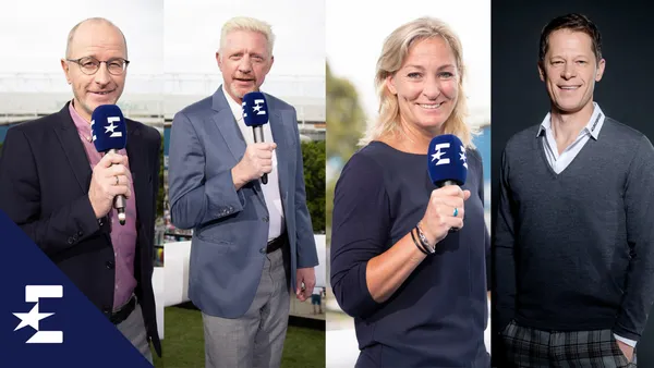 Eurosport Tennis-Experten: Matthias Stach, Boris Becker, Barbara Rittner & Sascha Bandermann (v.l.n.r.)