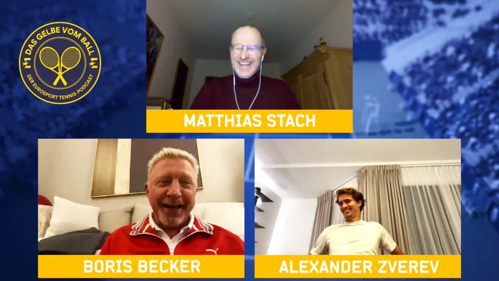 Matthias Stach, Boris Becker und Alexander Zverev (Foto: Eurosport)
