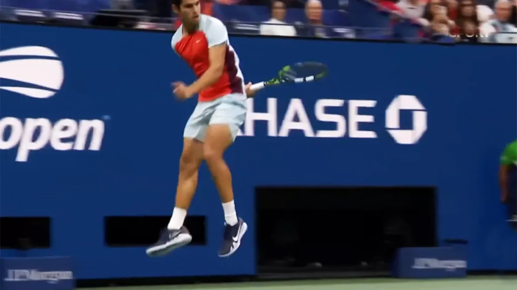 Carlos Alcaraz im Viertelfinale der US Open (Foto: Eurosport)