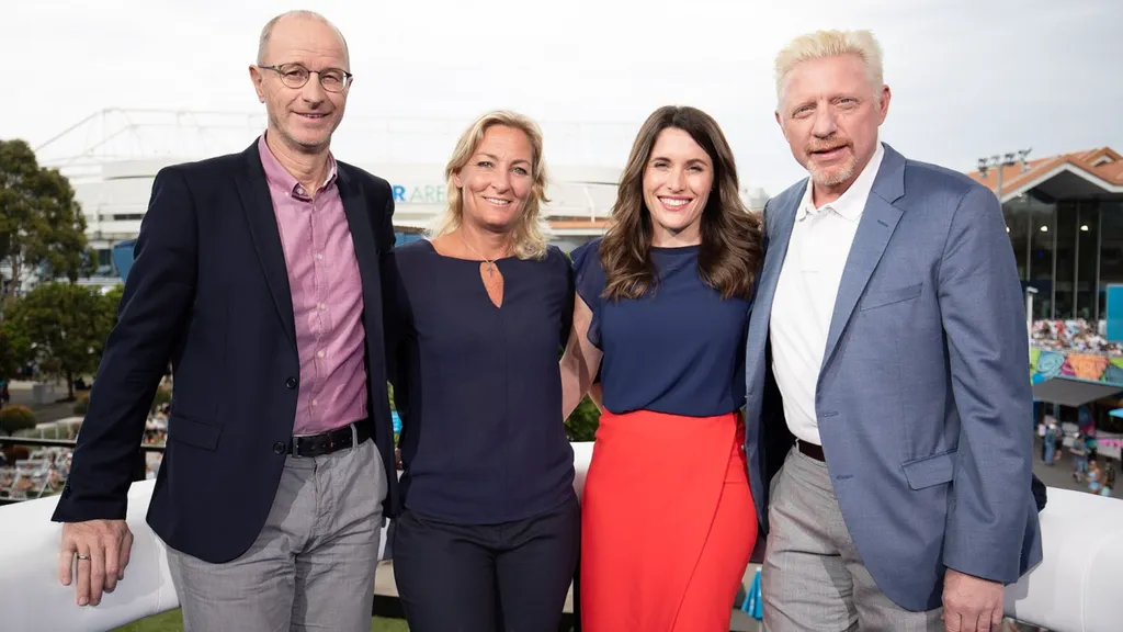 Matthias Stach, Barbara Rittner, Birgit Nössing und Boris Becker (Foto: Warner Bros. Discovery Sports)