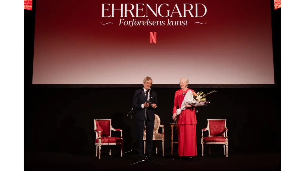 Director Bille August and Queen Margrethe II of Denmark at the premiere of Ehrengard: The Art Of Seduction