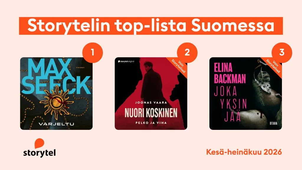 Storytel top-lista kesä-heinäkuu 2026