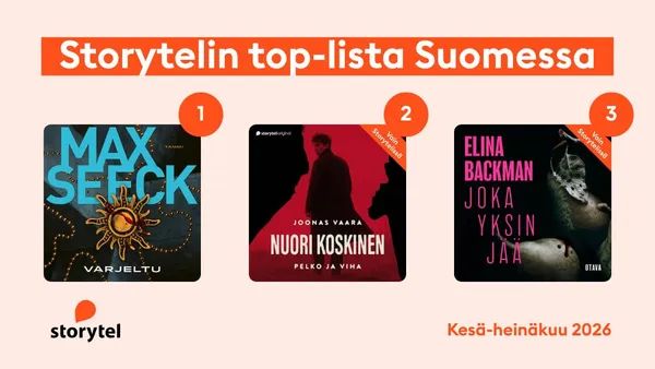 Storytel top-lista kesä-heinäkuu 2026