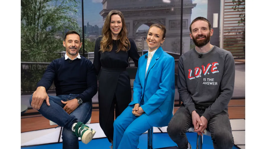 Members of the UCI Mountain Bike World Series presentation team – (L-R) Cedric Gracia, Kate Mason, Hayley Edmonds, Ric McLaughlin