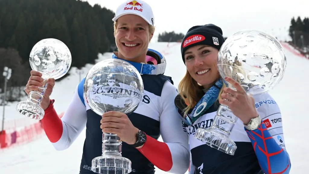 Overall 2022-2023 FIS Alpine Ski World Cup winners Marco Odermatt (L) & Mikaela Shiffrin (R) (Getty Images).jpg