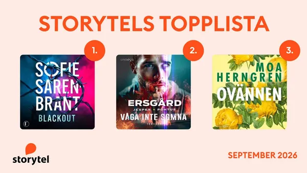 Topp 3 på Storytel Sverige i september