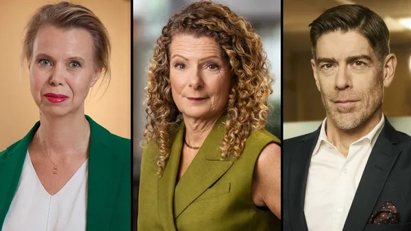 Anne Lagercrantz (vd, SVT), Cilla Benkö (vd, Sveriges Radio) och Kalle Sandhammar (vd, UR)