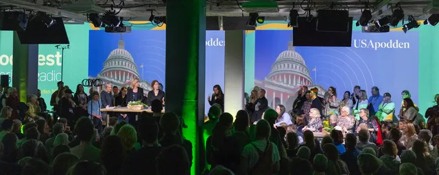 Publik lyssnar på USApodden